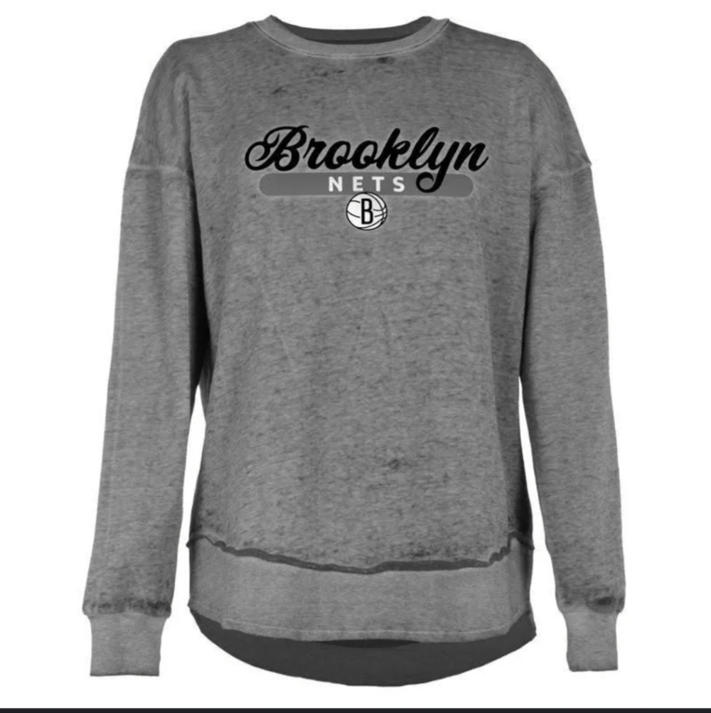 NBA Brooklyn Nets Burnout Crew Neck Fleece Sweatshirt Size Large